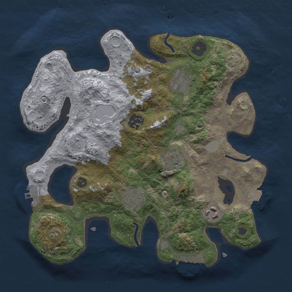 Rust Map: Procedural Map, Size: 3000, Seed: 17215, 12 Monuments
