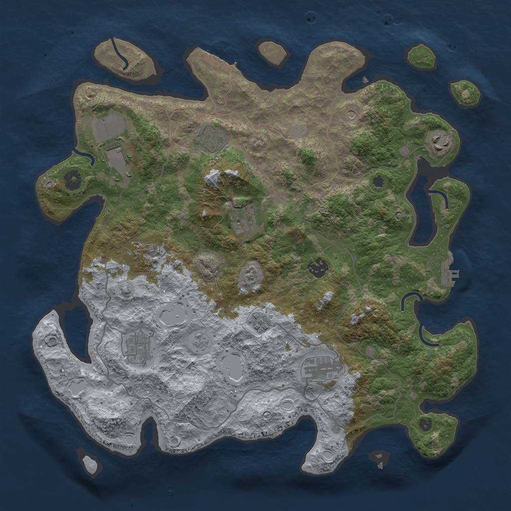 Rust Map: Procedural Map, Size: 4000, Seed: 1223647, 18 Monuments