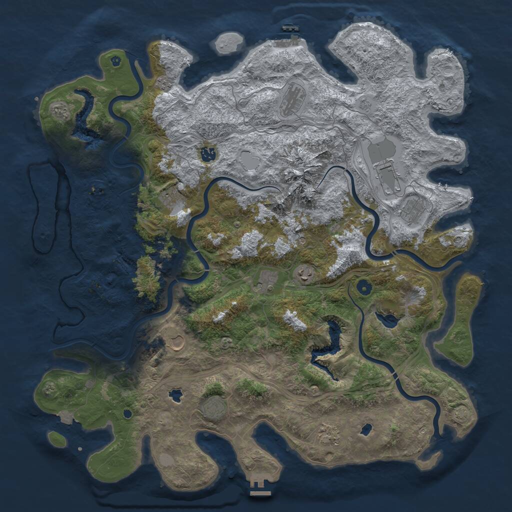 Rust Map: Procedural Map, Size: 5000, Seed: 945333, 17 Monuments