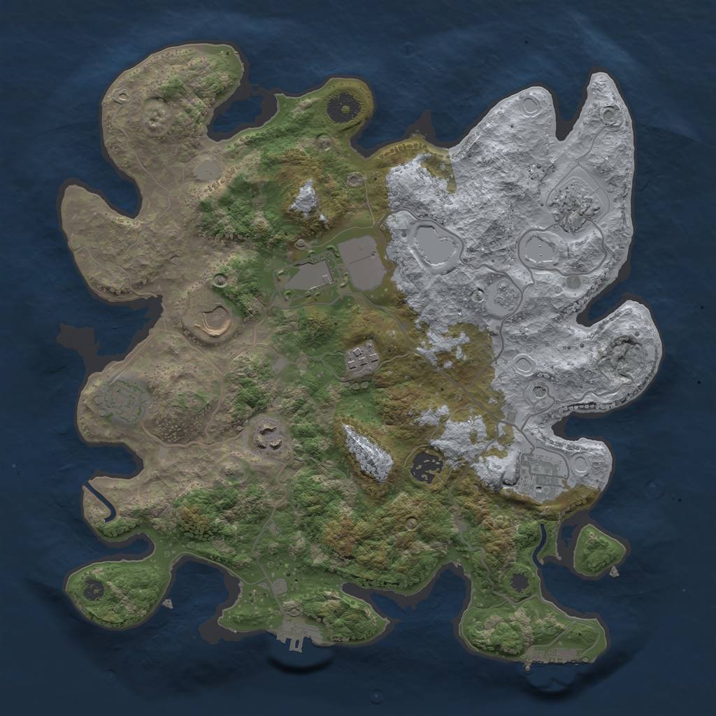 Rust Map: Procedural Map, Size: 3500, Seed: 834476, 17 Monuments