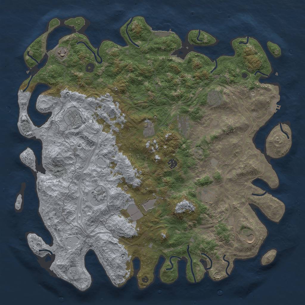 Rust Map: Procedural Map, Size: 4800, Seed: 422558654, 20 Monuments
