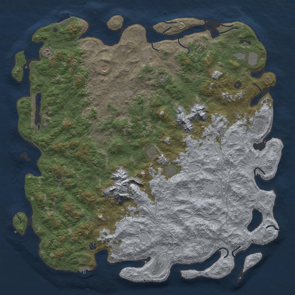Rust Map: Procedural Map, Size: 6000, Seed: 830947133, 20 Monuments