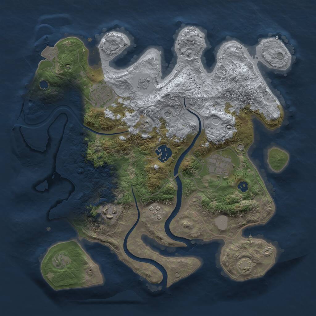 Rust Map: Procedural Map, Size: 3000, Seed: 32099, 9 Monuments