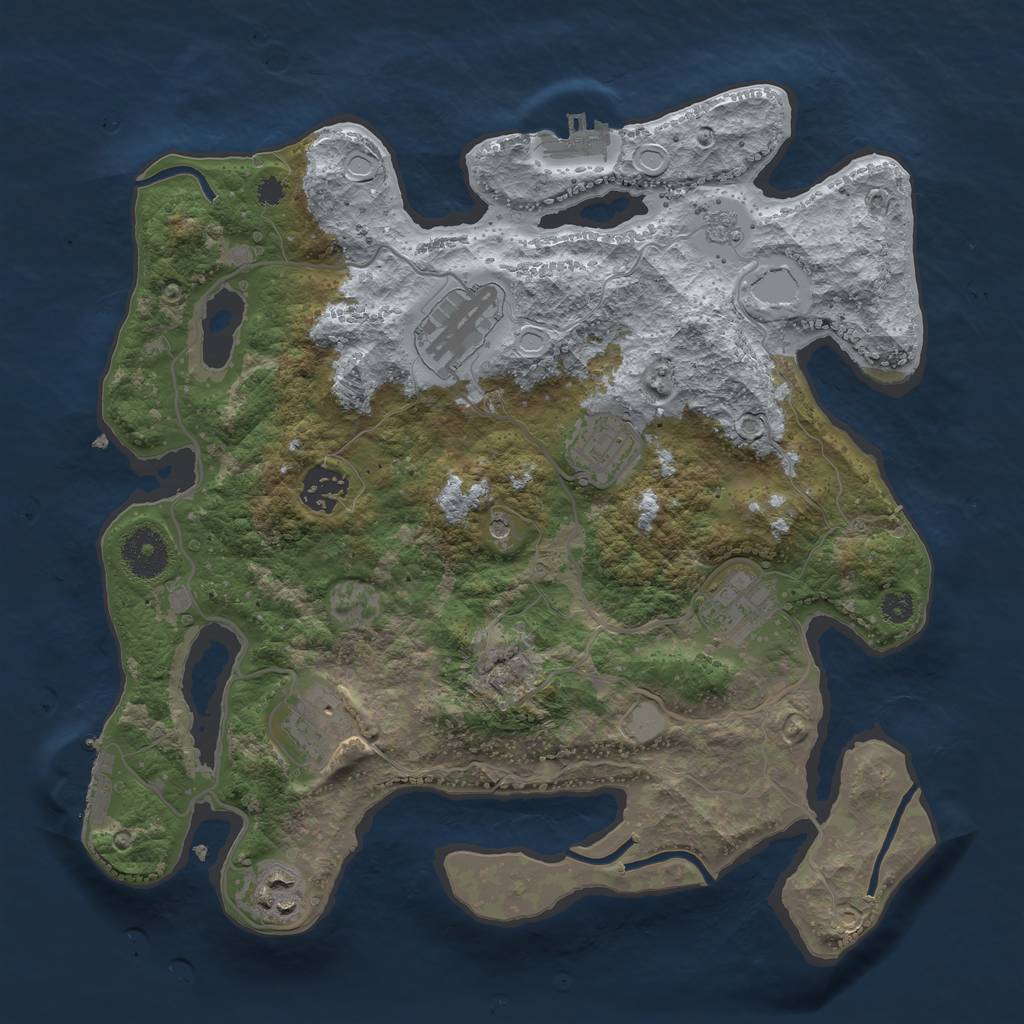 Rust Map: Procedural Map, Size: 3300, Seed: 64363, 15 Monuments