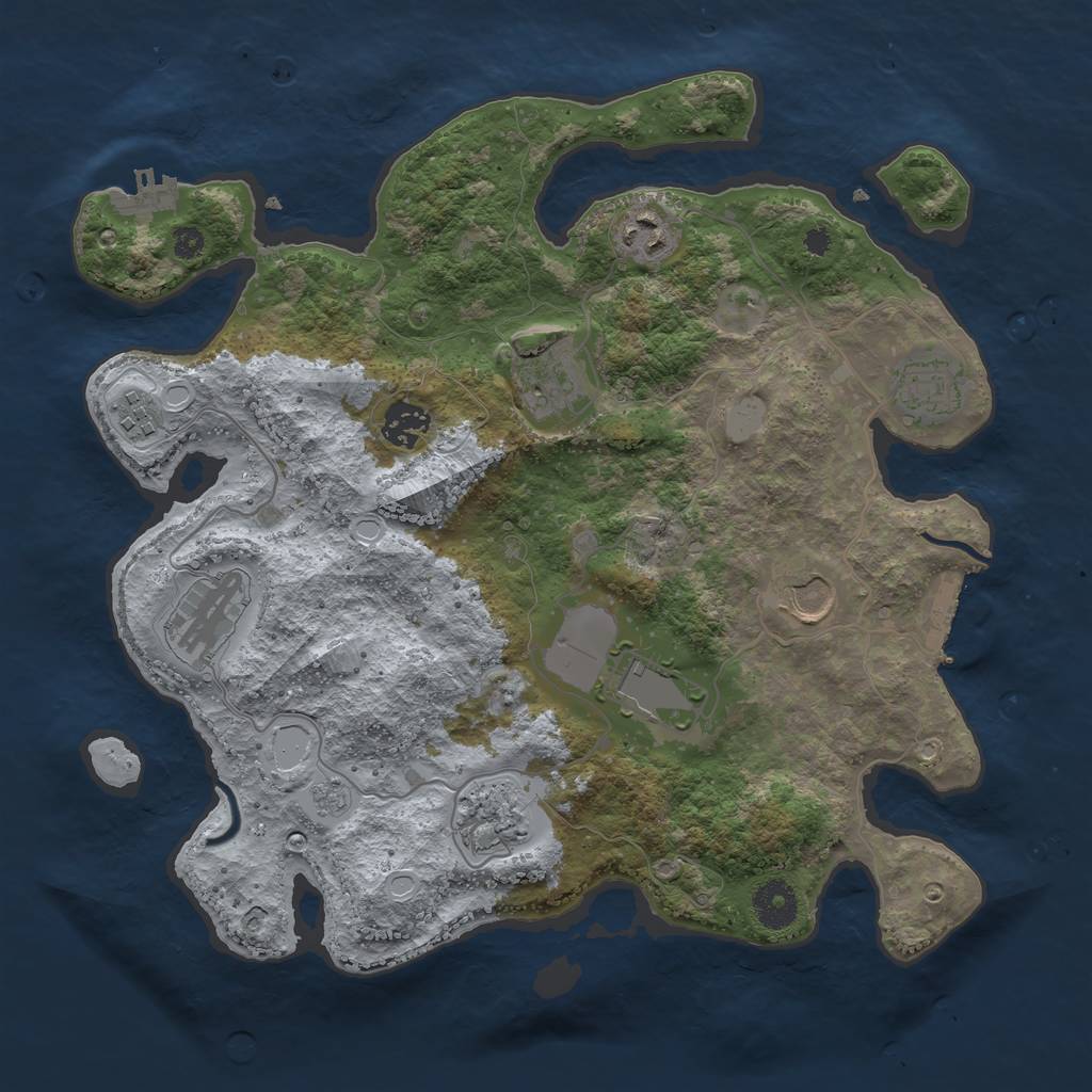 Rust Map: Procedural Map, Size: 3500, Seed: 1450472383, 17 Monuments