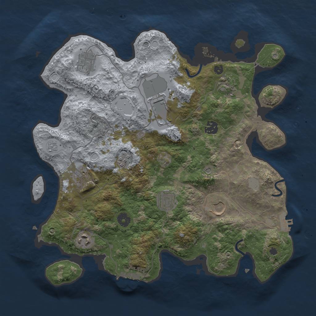 Rust Map: Procedural Map, Size: 3500, Seed: 114328089, 18 Monuments