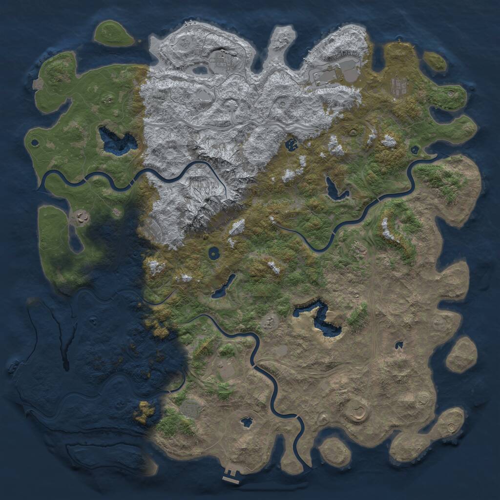 Rust Map: Procedural Map, Size: 6000, Seed: 2137969636, 17 Monuments