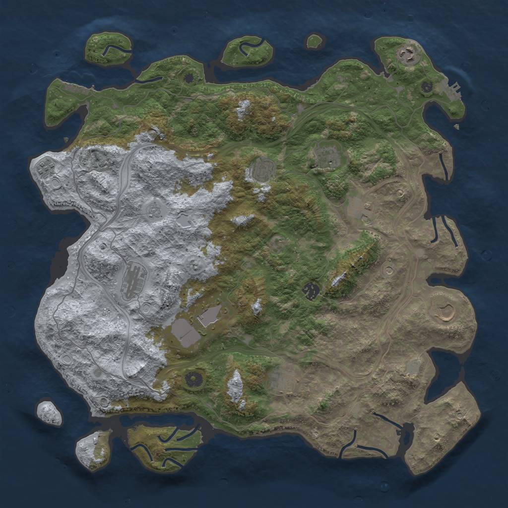 Rust Map: Procedural Map, Size: 4500, Seed: 1384684371, 19 Monuments