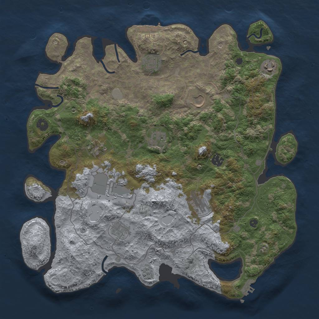 Rust Map: Procedural Map, Size: 4000, Seed: 92020, 19 Monuments