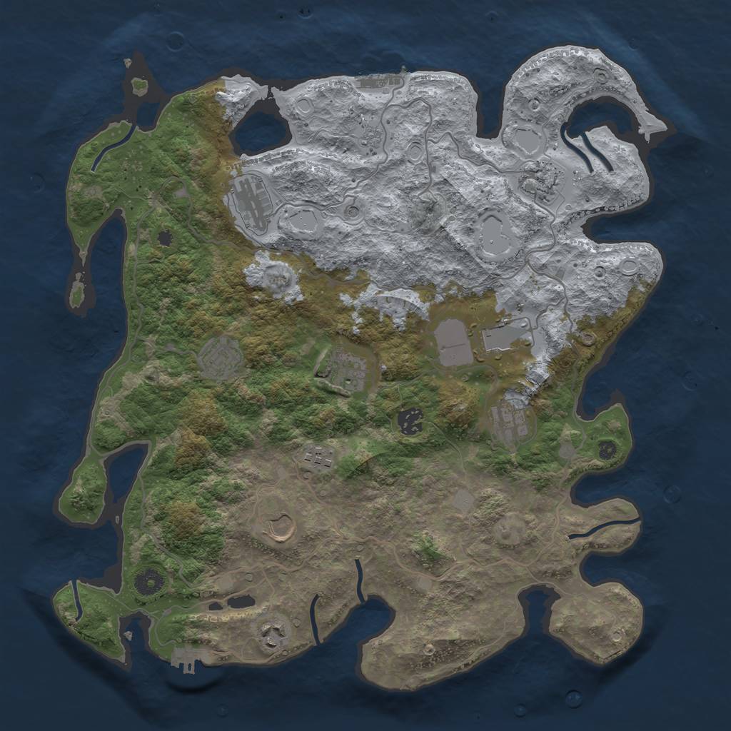 Rust Map: Procedural Map, Size: 4000, Seed: 750417, 19 Monuments