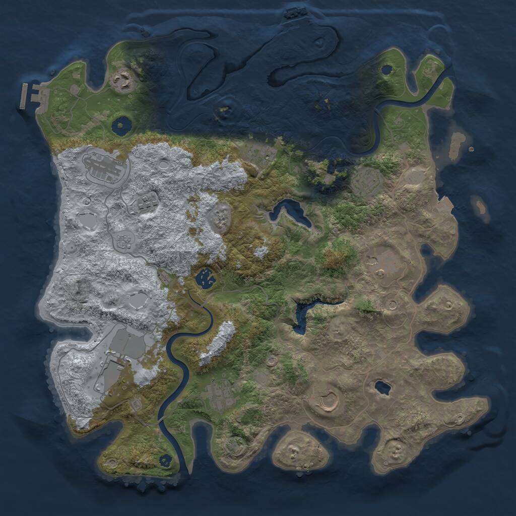 Rust Map: Procedural Map, Size: 4000, Seed: 709470, 16 Monuments