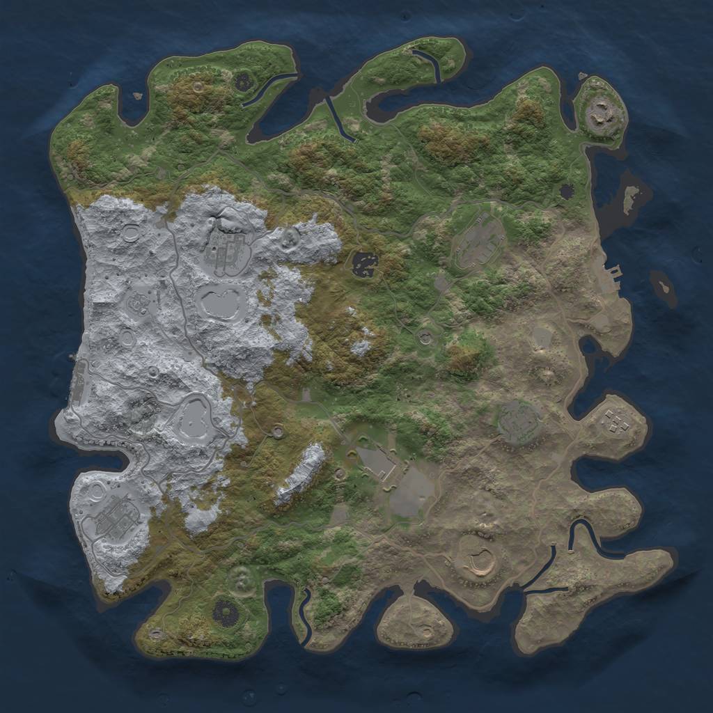 Rust Map: Procedural Map, Size: 4000, Seed: 709470, 18 Monuments