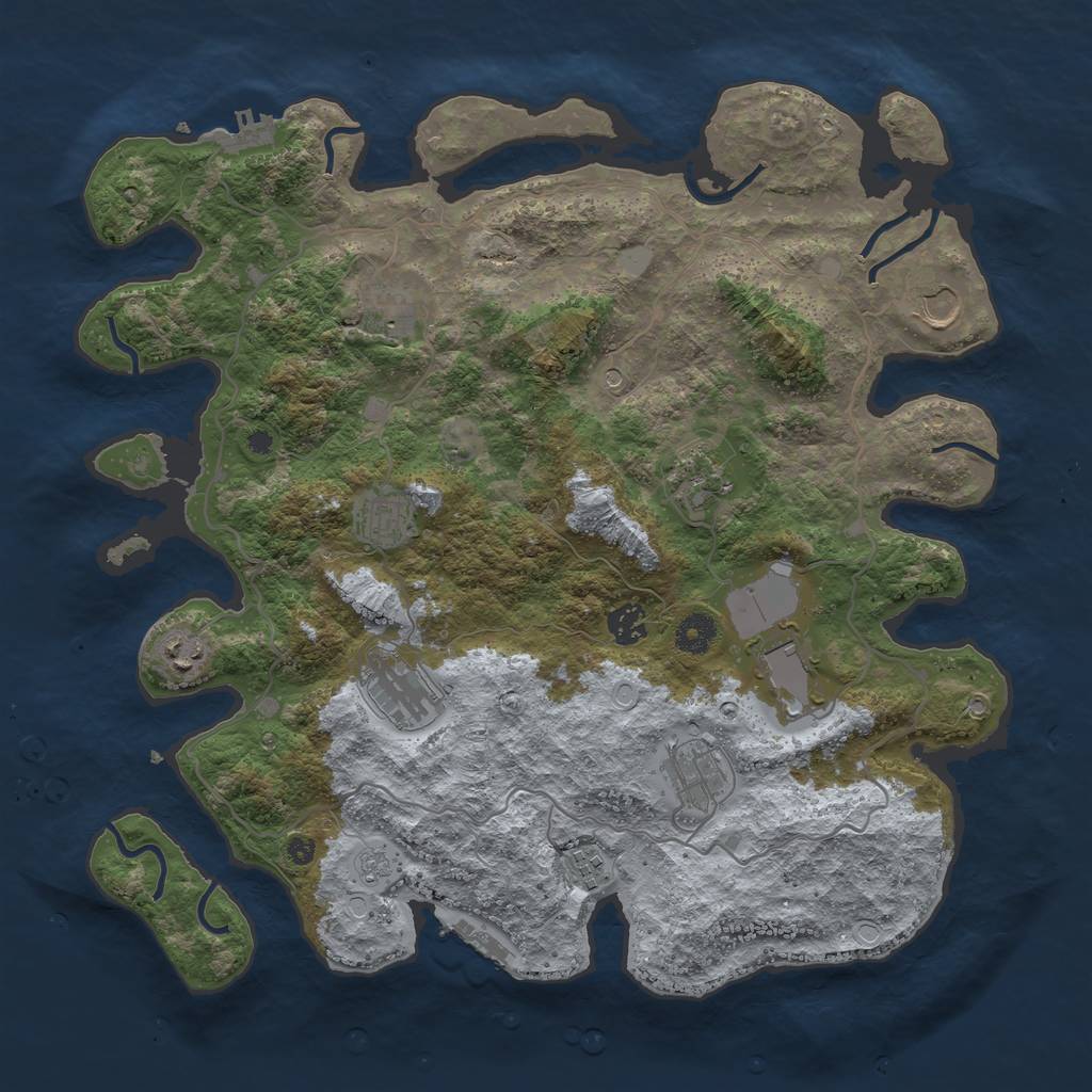 Rust Map: Procedural Map, Size: 4000, Seed: 524843, 19 Monuments