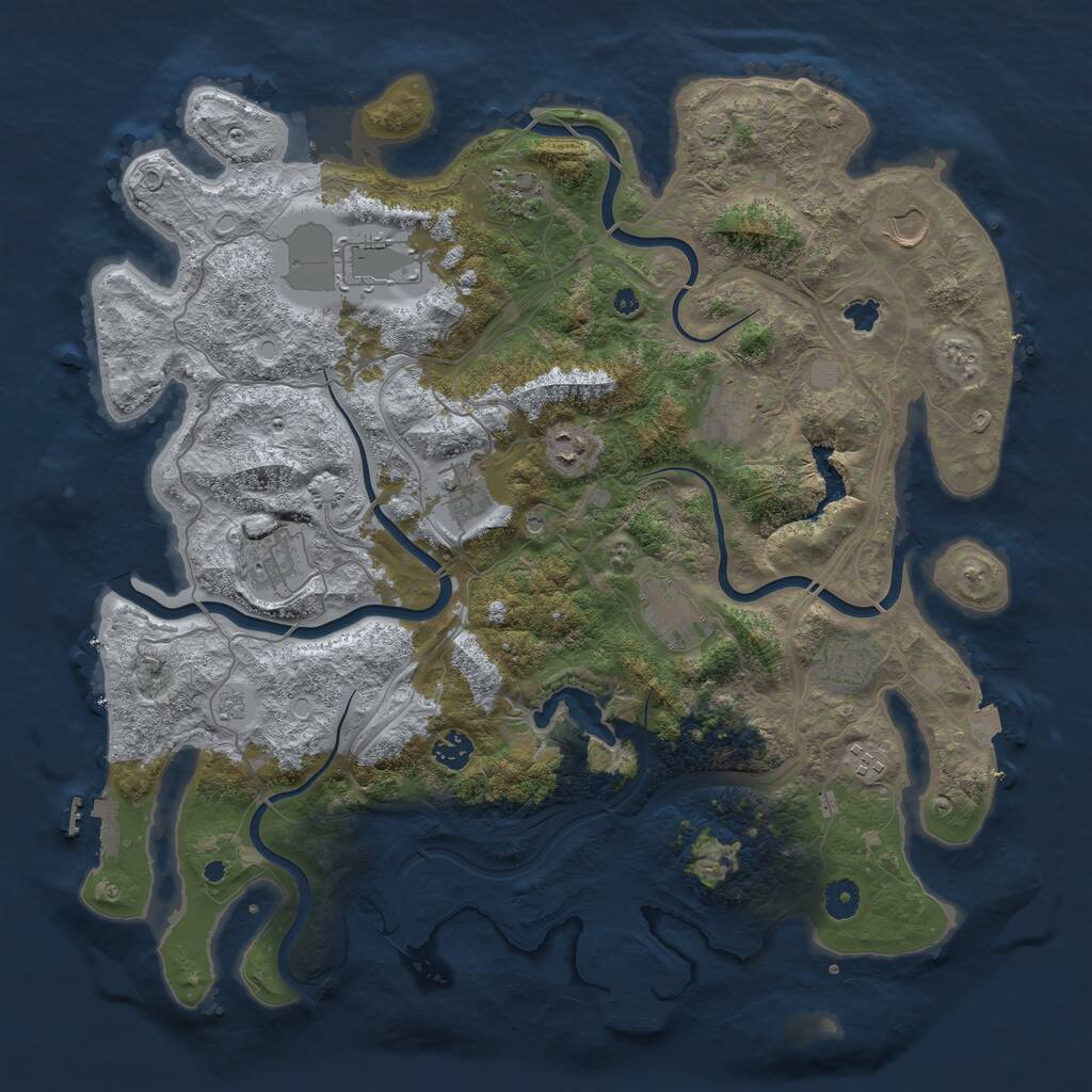 Rust Map: Procedural Map, Size: 4300, Seed: 1207684150, 17 Monuments