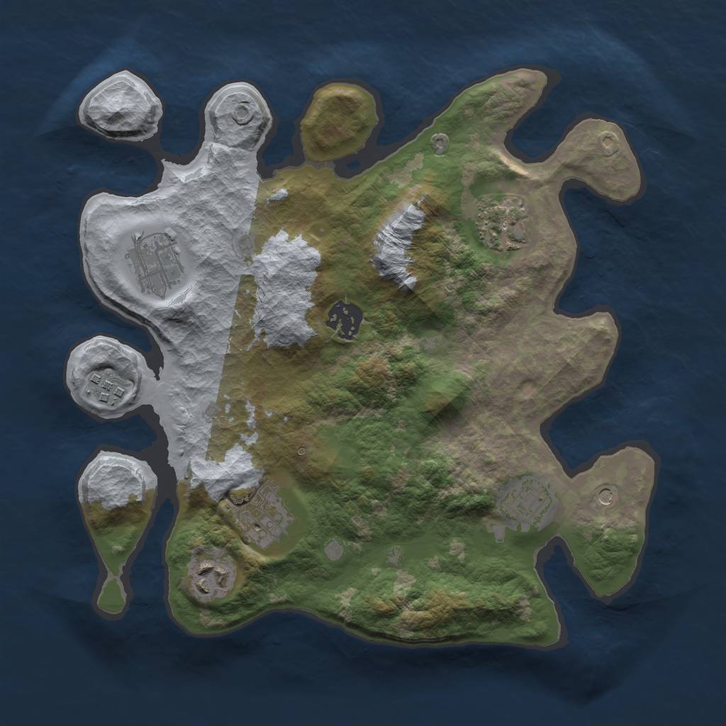 Rust Map: Barren, Size: 3000, Seed: 545552253, 10 Monuments