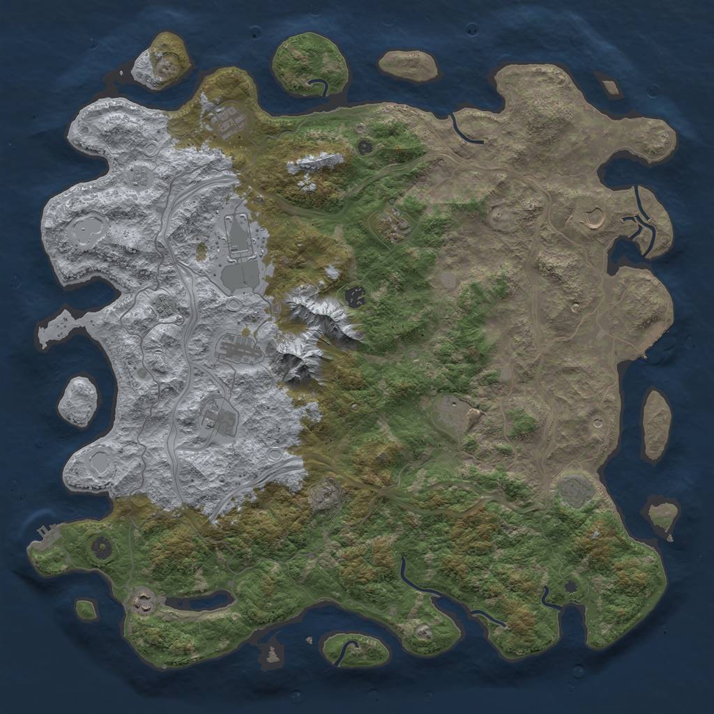 Rust Map: Procedural Map, Size: 5000, Seed: 83486489, 18 Monuments