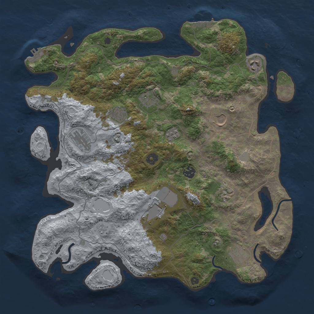 Rust Map: Procedural Map, Size: 4000, Seed: 32701, 19 Monuments