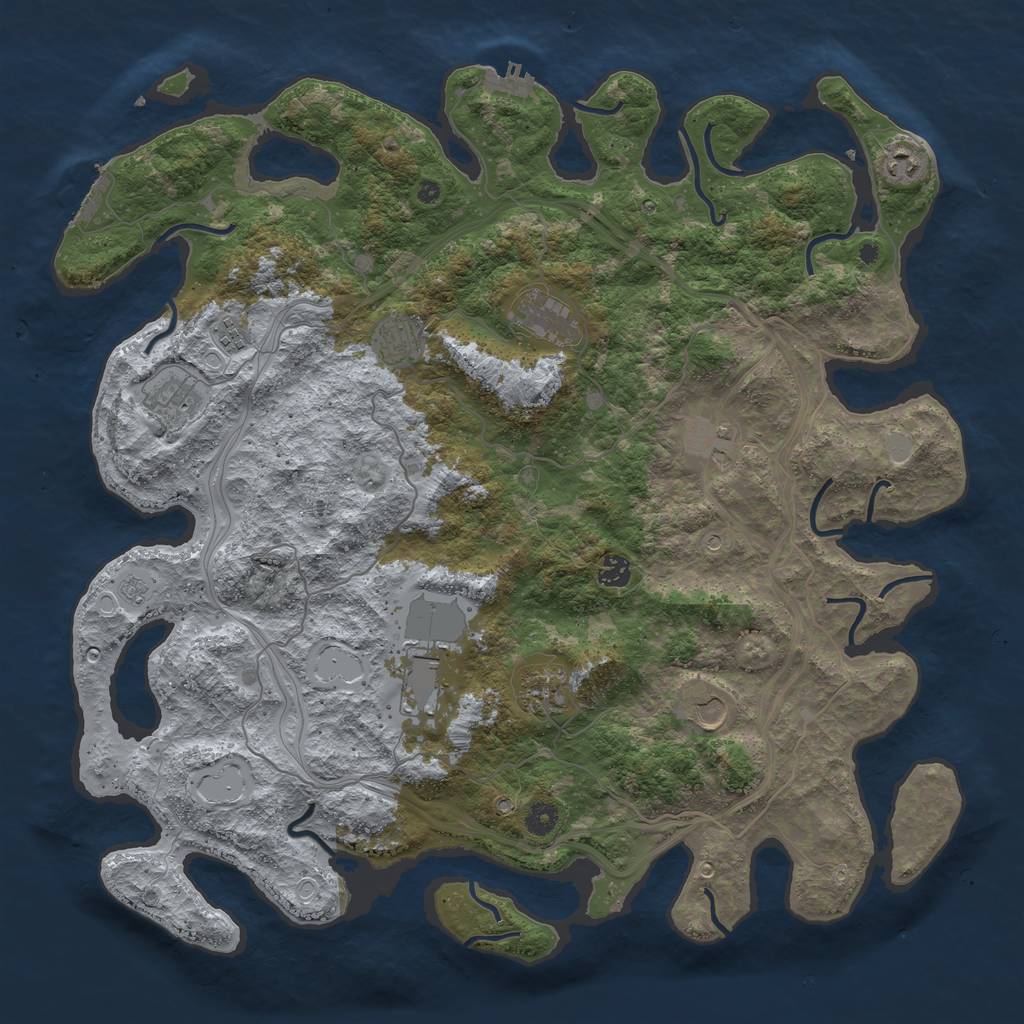 Rust Map: Procedural Map, Size: 4600, Seed: 123456978, 19 Monuments