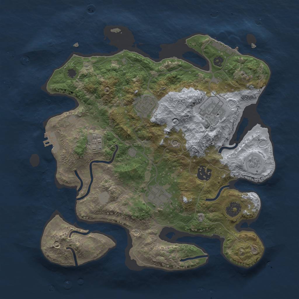 Rust Map: Procedural Map, Size: 3000, Seed: 1651399410, 14 Monuments