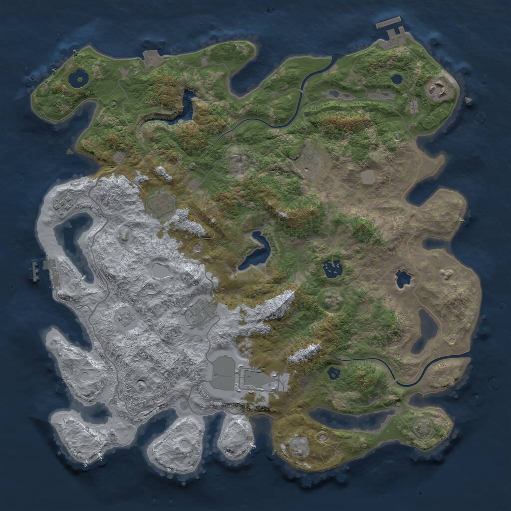 Rust Map: Procedural Map, Size: 4000, Seed: 469799, 13 Monuments