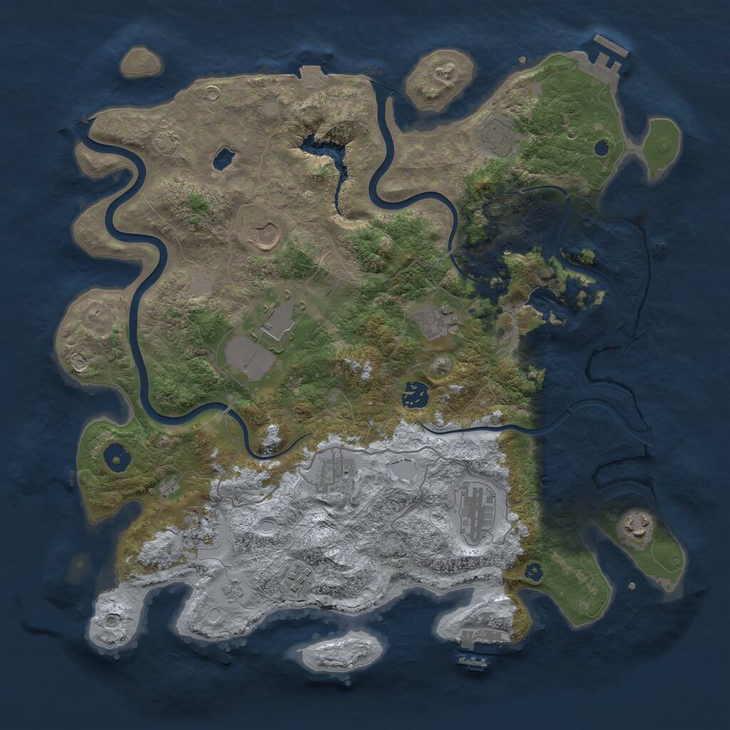 Rust Map: Procedural Map, Size: 4000, Seed: 747040, 16 Monuments