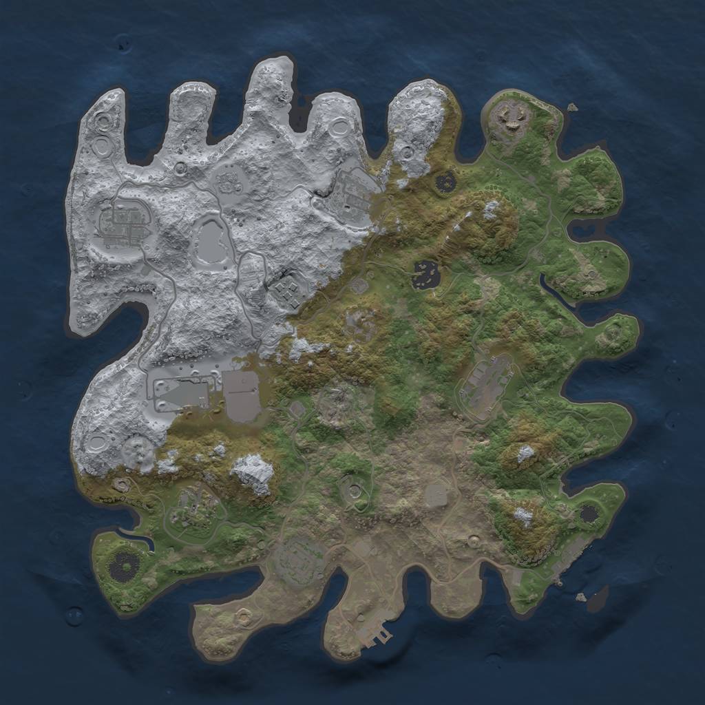 Rust Map: Procedural Map, Size: 3500, Seed: 918138992, 18 Monuments