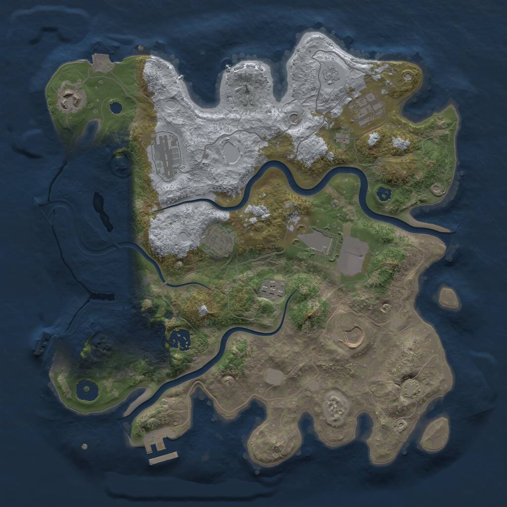 Rust Map: Procedural Map, Size: 3500, Seed: 1698864256, 14 Monuments