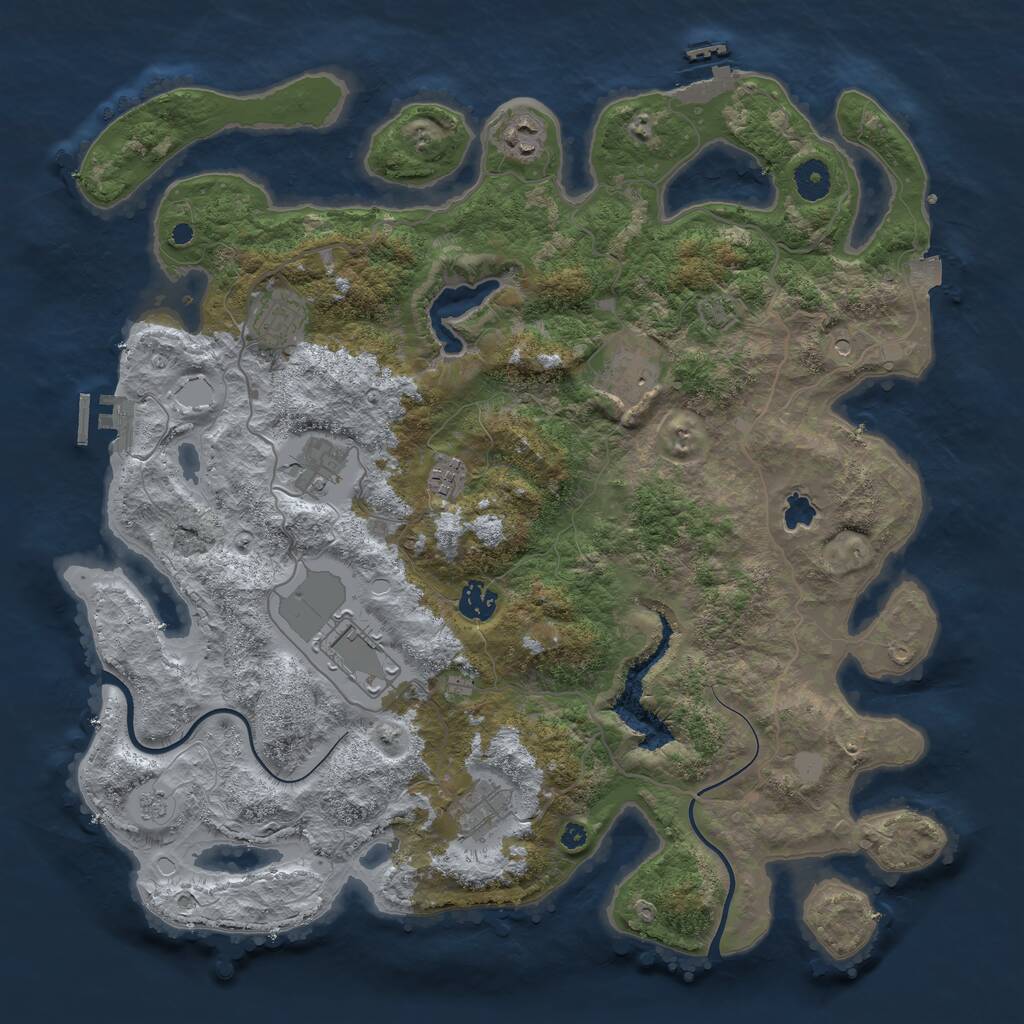 Rust Map: Procedural Map, Size: 4000, Seed: 828676, 14 Monuments