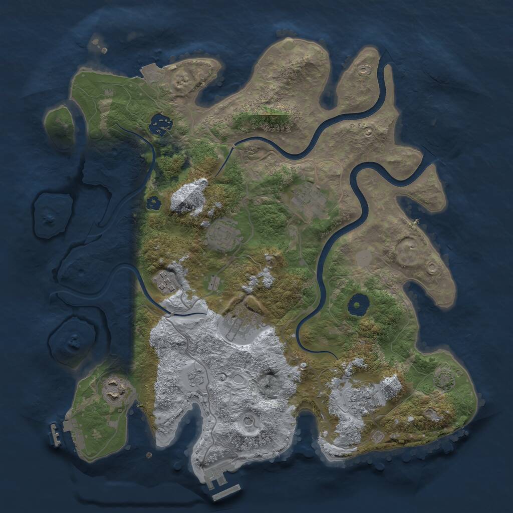 Rust Map: Procedural Map, Size: 3500, Seed: 1581454246, 13 Monuments