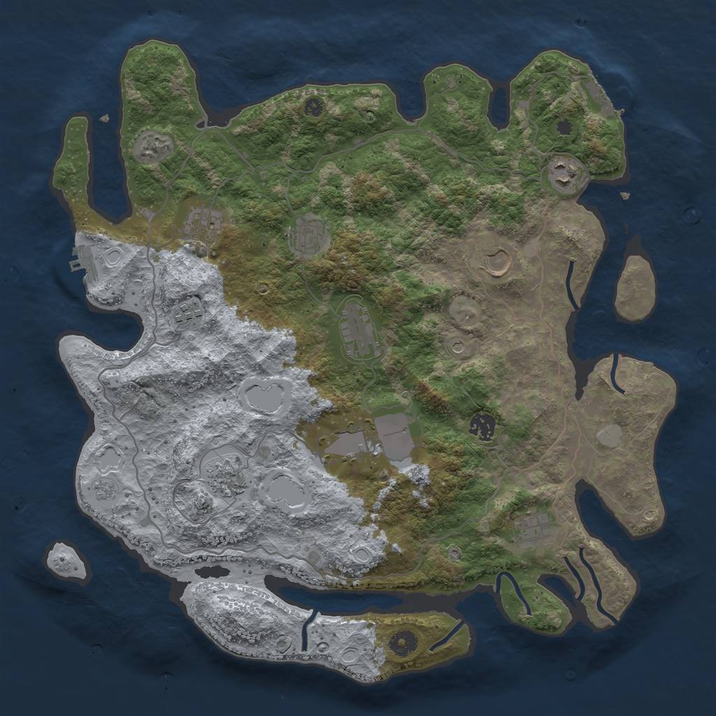 Rust Map: Procedural Map, Size: 4000, Seed: 13531, 19 Monuments