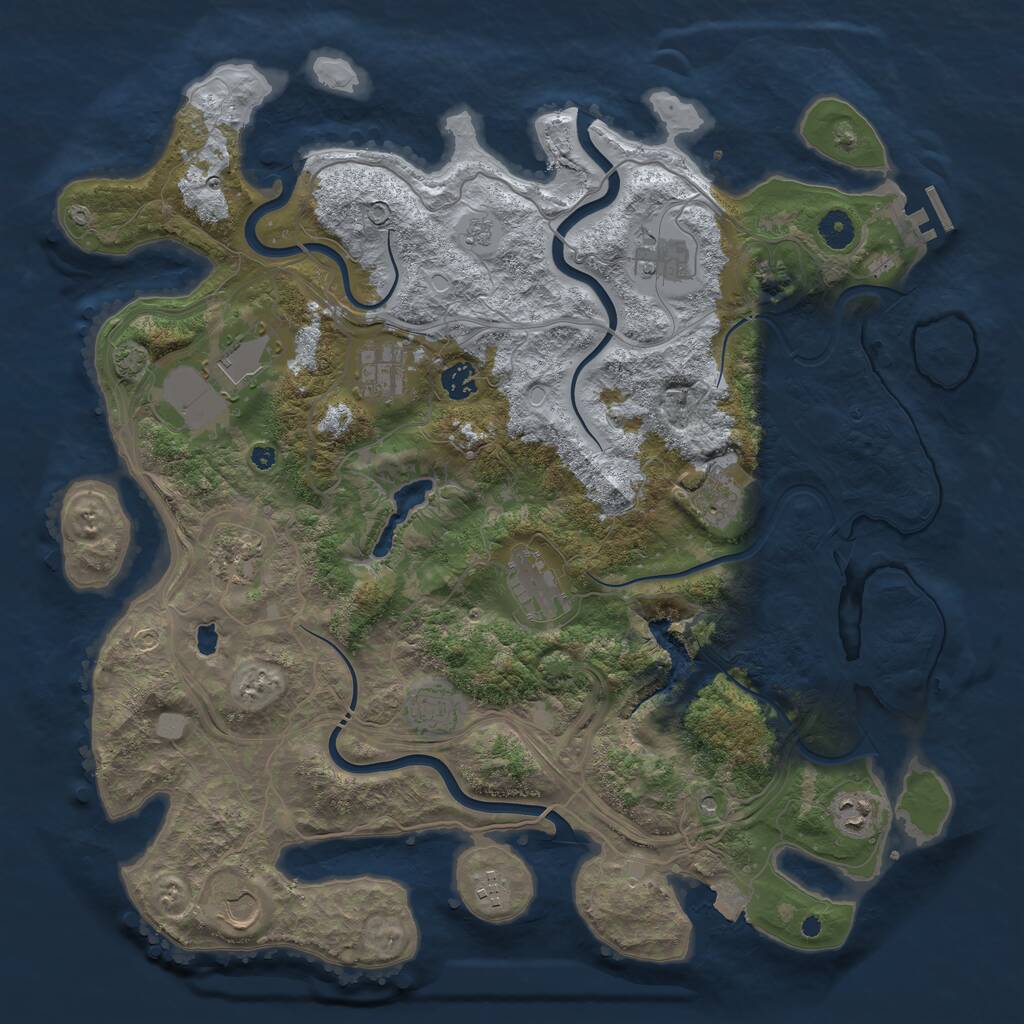 Rust Map: Procedural Map, Size: 4250, Seed: 901272621, 16 Monuments