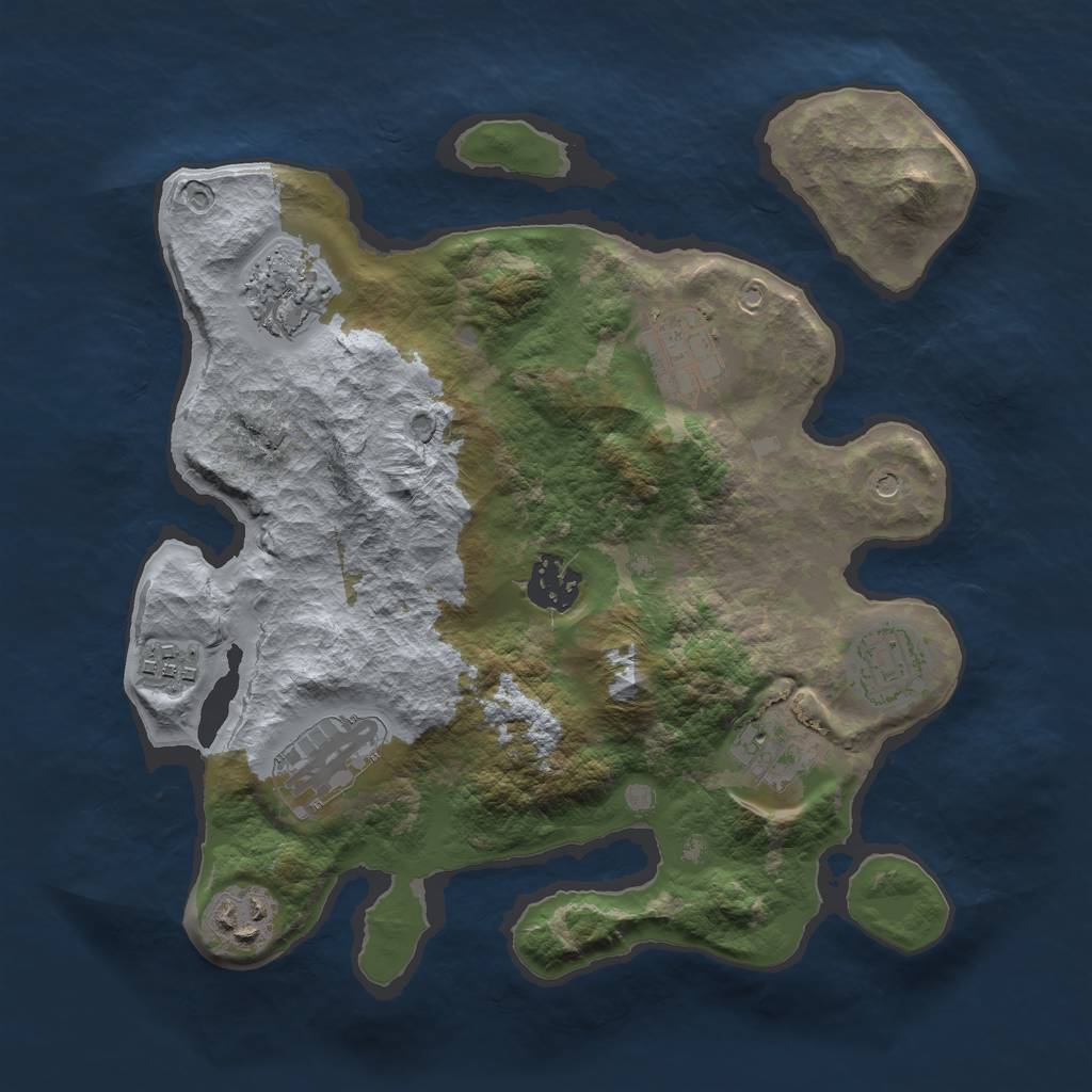 Rust Map: Barren, Size: 3000, Seed: 866305537, 11 Monuments