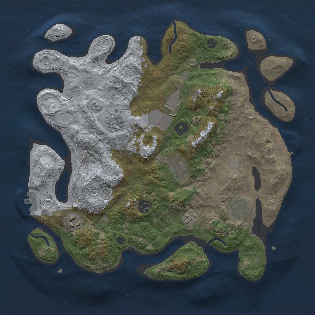 Rust Map: Procedural Map, Size: 3500, Seed: 709683846, 14 Monuments