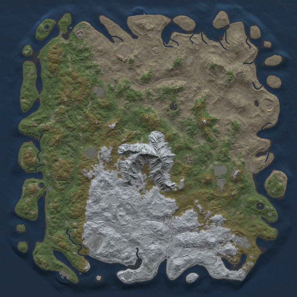 Rust Map: Procedural Map, Size: 6000, Seed: 415627975, 20 Monuments
