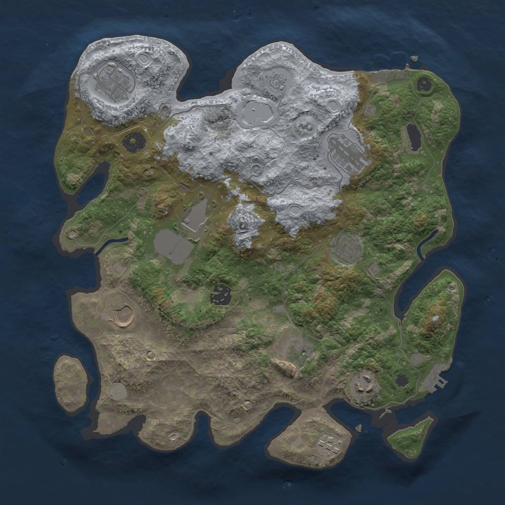 Rust Map: Procedural Map, Size: 3500, Seed: 651404473, 18 Monuments