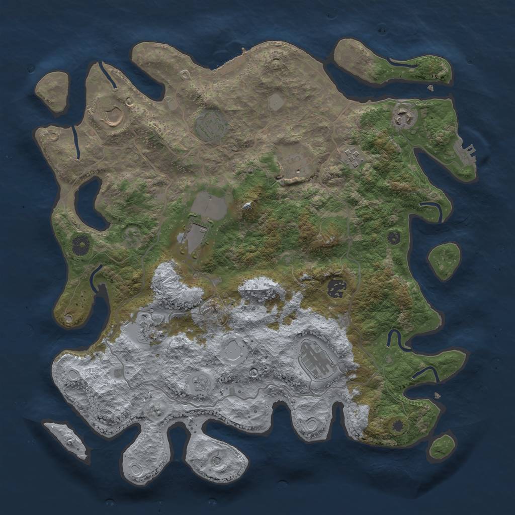 Rust Map: Procedural Map, Size: 4000, Seed: 1074345302, 18 Monuments