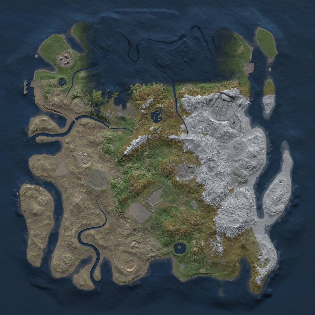 Rust Map: Procedural Map, Size: 3850, Seed: 131604836, 16 Monuments