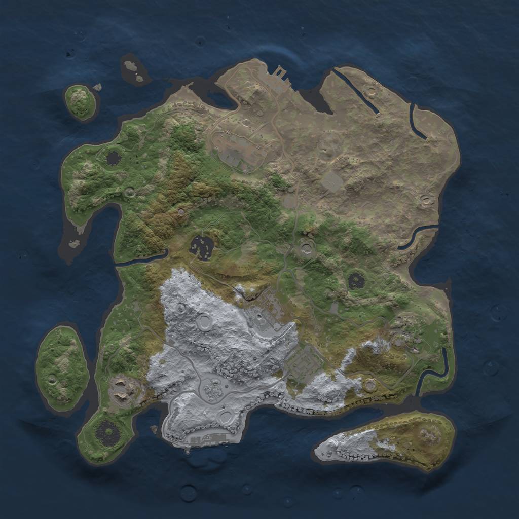 Rust Map: Procedural Map, Size: 3150, Seed: 1200348351, 15 Monuments