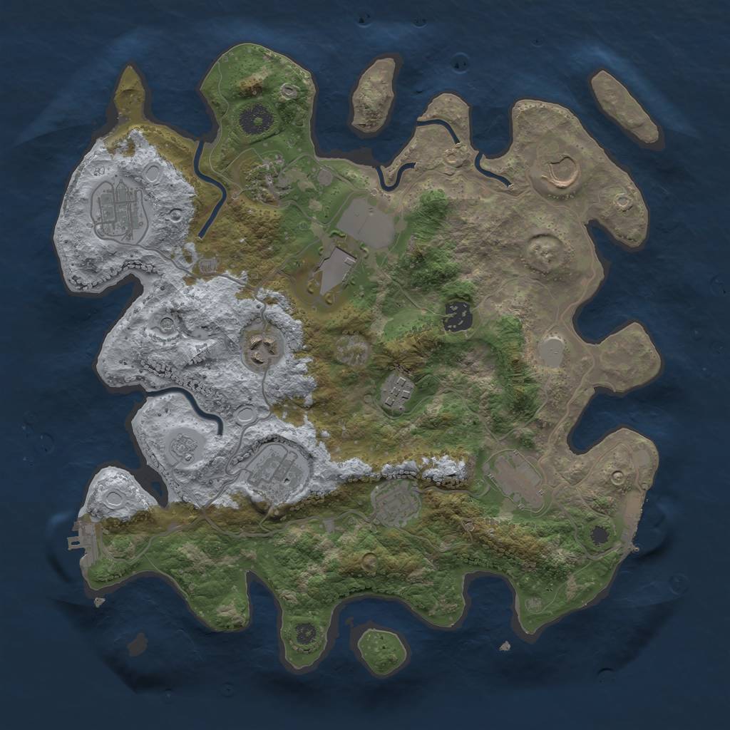 Rust Map: Procedural Map, Size: 3500, Seed: 1859961593, 19 Monuments
