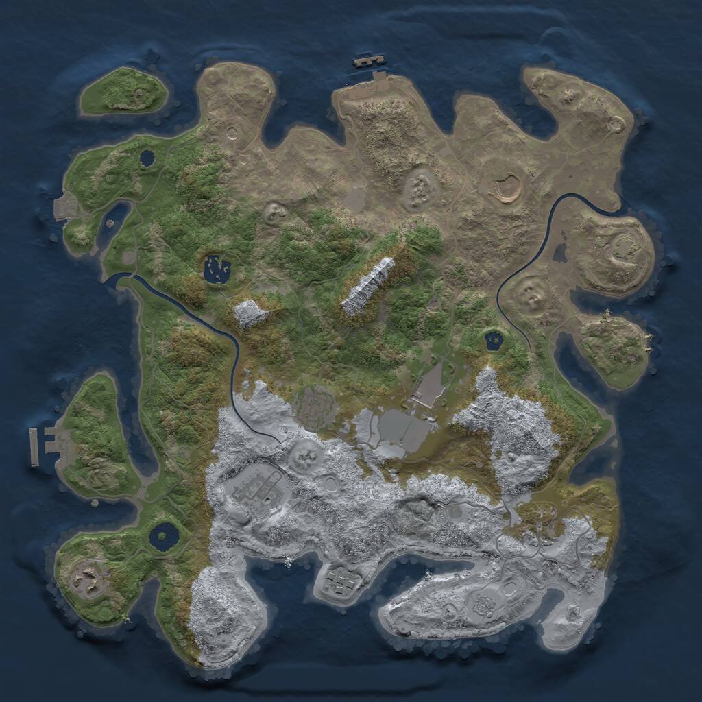 Rust Map: Procedural Map, Size: 3700, Seed: 2113781598, 14 Monuments