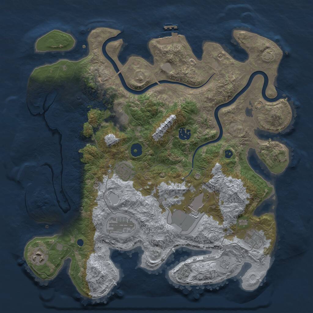 Rust Map: Procedural Map, Size: 3700, Seed: 2113781598, 14 Monuments