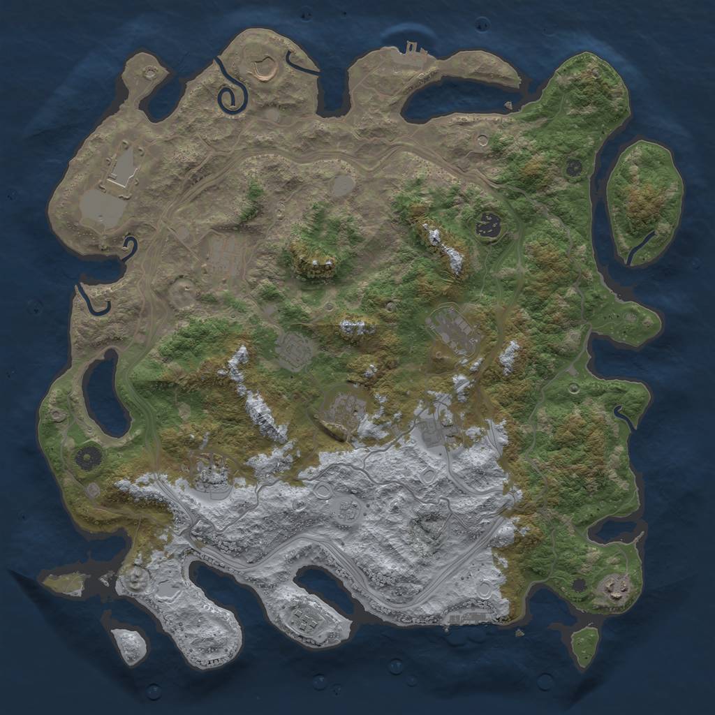 Rust Map: Procedural Map, Size: 4300, Seed: 581010774, 20 Monuments