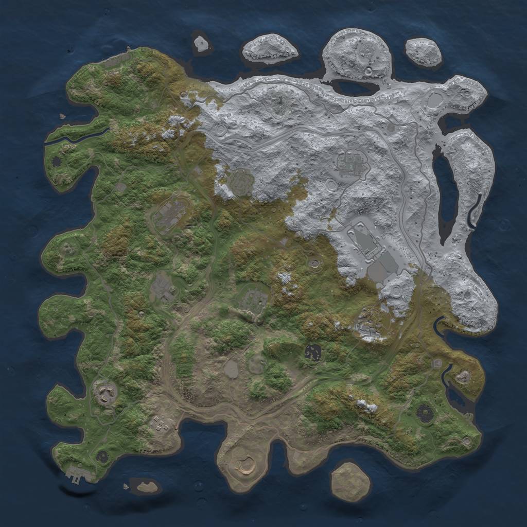 Rust Map: Procedural Map, Size: 4500, Seed: 63216609, 20 Monuments