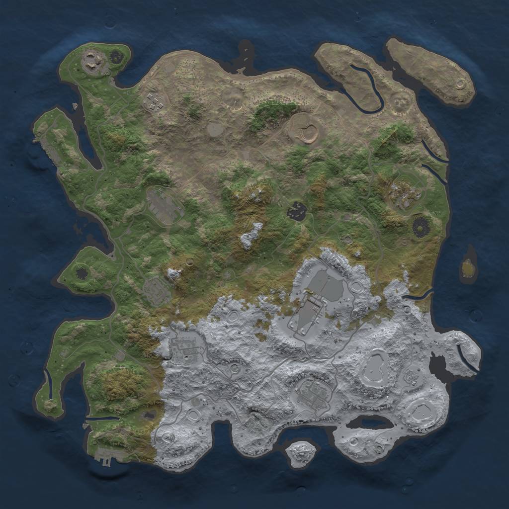 Rust Map: Procedural Map, Size: 4000, Seed: 496910, 19 Monuments