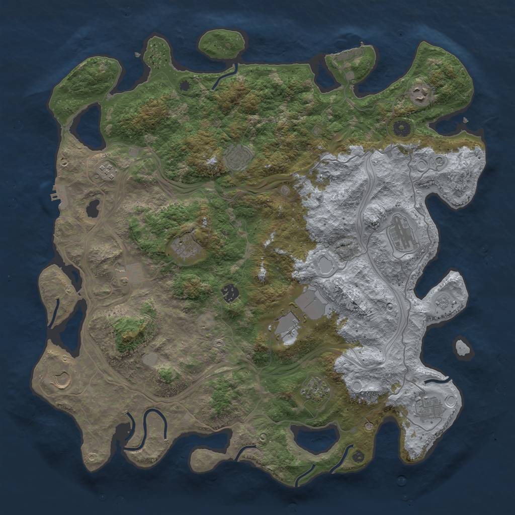 Rust Map: Procedural Map, Size: 4500, Seed: 485321809, 20 Monuments
