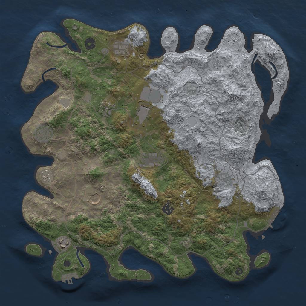 Rust Map: Procedural Map, Size: 4000, Seed: 43434, 19 Monuments
