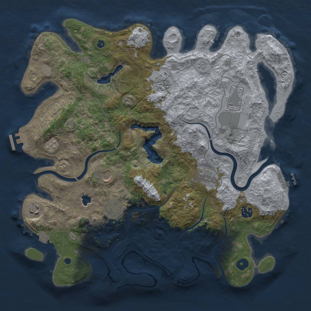 Rust Map: Procedural Map, Size: 4000, Seed: 43434, 14 Monuments