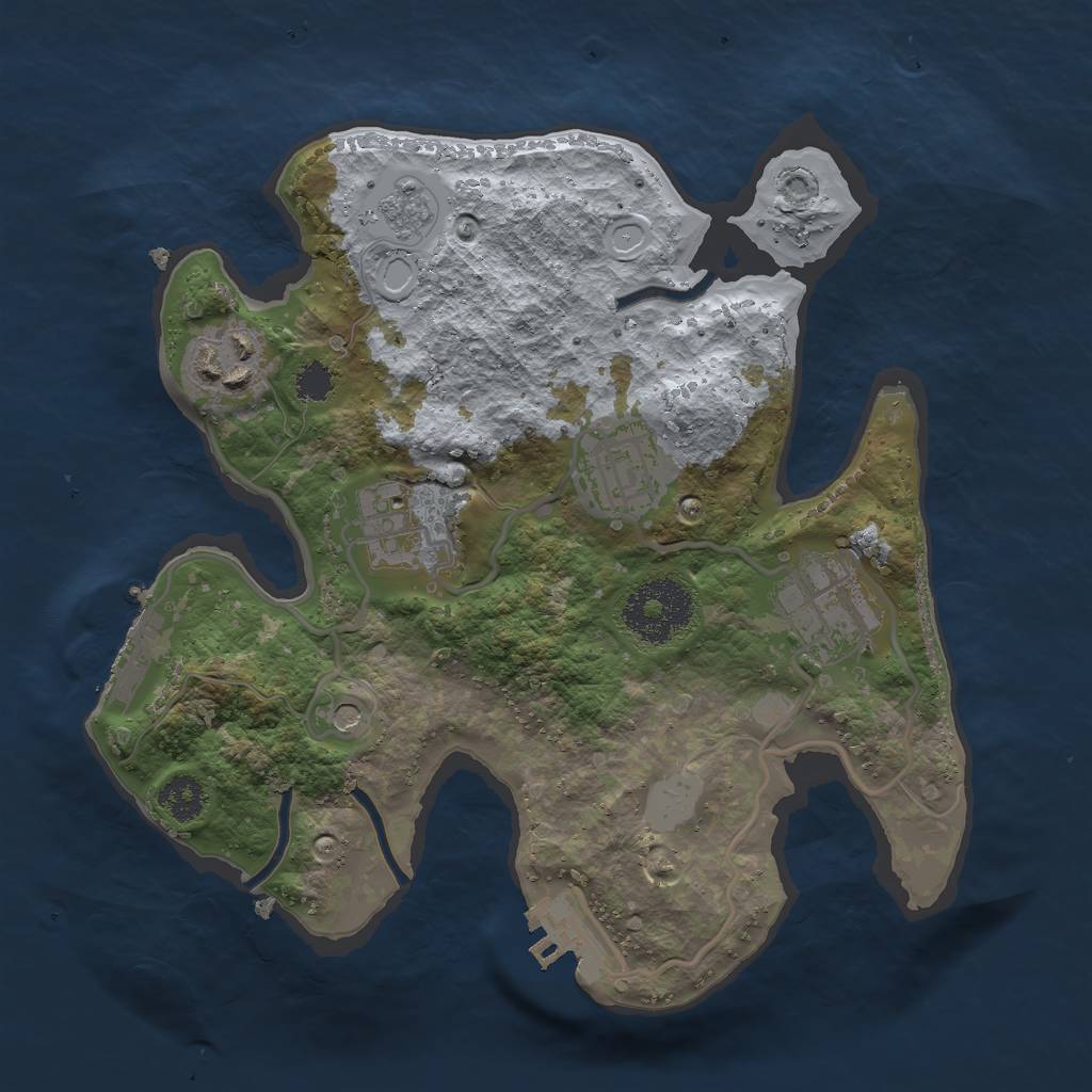 Rust Map: Procedural Map, Size: 2500, Seed: 1175675008, 13 Monuments