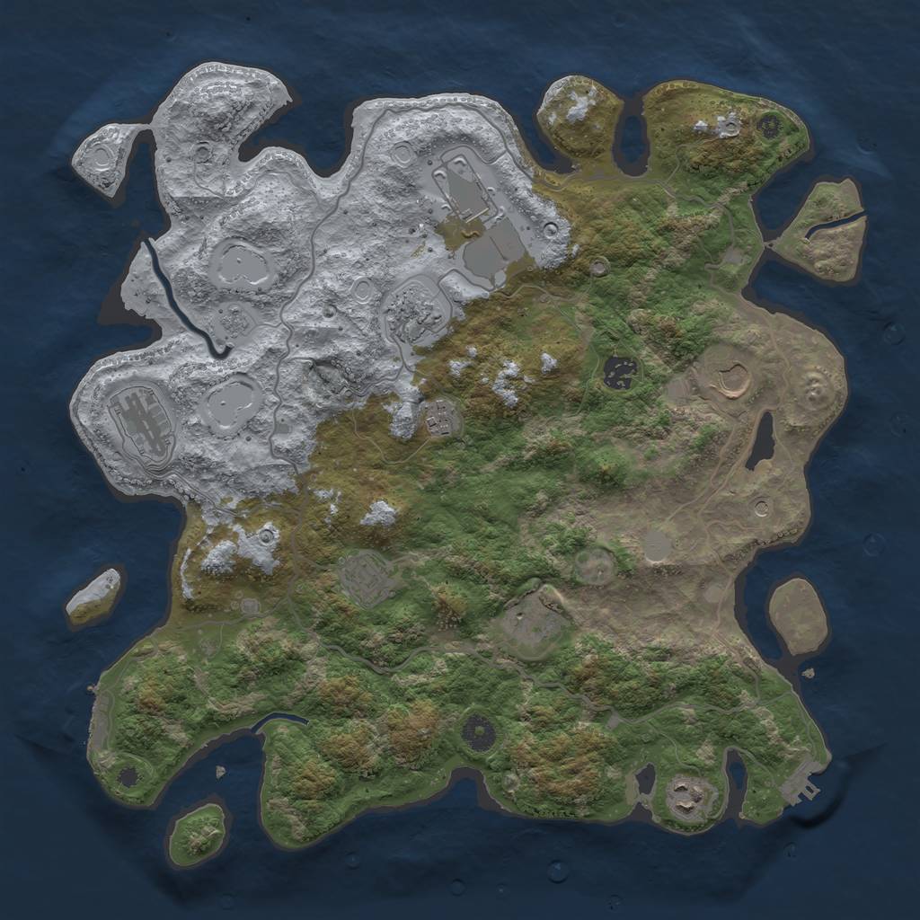 Rust Map: Procedural Map, Size: 4000, Seed: 231177, 18 Monuments