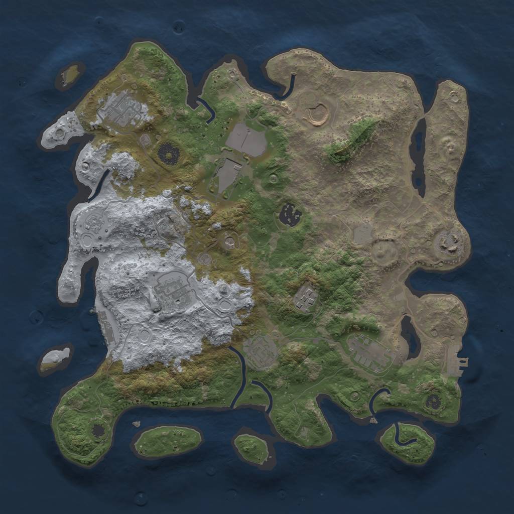 Rust Map: Procedural Map, Size: 3500, Seed: 1844207383, 18 Monuments